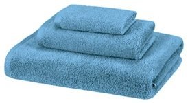 AmazonBasics 100% Cotton Quick-Drying 3-Piece Towel Set – 400 GSM – Lake Blue