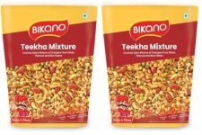 Bikano Teekha Mixture | Spicy Indian Namkeen Snack | Crunchy Mix with Peanuts, Corn Flakes & Spices | Perfect Tea-Time Snack (Spicy Mixture) – 800g (Pack of 2)