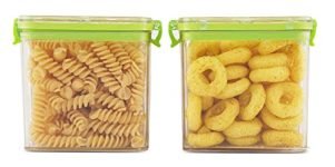 PEARLPET Click n Seal Plastic Kitchen Storage Container Set of 2 Pcs (700 ml, Square shape, Green)