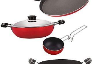 Nirlon Non Stick Coated Dishwasher Safe Aluminium Kitchen Utencils Gift Set of 4 Pieces (FT13_DKD(B)_VG_CS24)