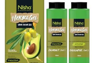 Nisha Herba Care Hair Colour & Beard Colour Gel 200Ml (100Ml Colorant + 100Ml Developer), Original Black, 100% Grey Coverage, No-Ammonia, Long Lasting, Professional Dye For Men & Women, Vegan, No Parabens