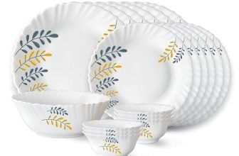 Larah By Borosil Niva Fluted Series Opalware Dinner Set | 19 Pieces For Family Of 6 | Microwave & Dishwasher Safe | Bone-Ash Free | Crockery Set For Dining & Gifting | Plates & Bowls | White
