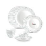 Treo by Milton Opalware Aurelia Murel Dinner Set of 18 | Serving for 6 | Microwave & Dishwasher Safe | Bone-Ash Free | Tempered Toughness | Plates & Bowls | Crockery Set for Dining & Gifting