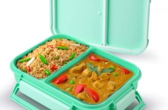 Attro Gourmet 2 Compartment Lunch Box Portable Meal Organizer For Office, School Bpa-Free, Food Grade, Freezersafe, Microwave & Oven Safe 1200Ml Mint Green, Plastic
