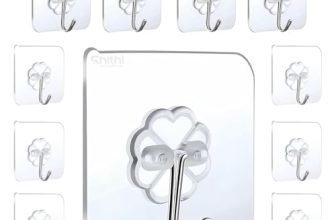 SHITHI ENTERPRISES Self Adhesive Wall Hooks for Kitchen Stainless Steel | 10 PCS Heavy Duty (Upto 5Kg) Multi-Function Nail Free PVC Waterproof Wall Hanges for Keys, Towels, Ceiling, Bathroom, Doors