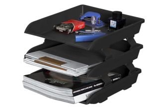 Primelife File Tray Rack ABS Plastics | Foldable Office Desk Accessories | Durable & Sturdy | Easy Assembly | Efficient Organizer | Plastic Office Stationery Files Layer Rack -3LAYER(Black)