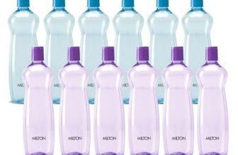 Milton Pacific 1000 Water Bottle 1 Litre Each, Set Of 12, Purple And Sky Blue I Pet Food Grade I Bpa Free, Leak Proof I Wide Mouth, Easy To Clean I Fridge Bottles For Home, Office, Gym