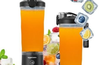 Amazon Basics Portable Hand Blender For Smoothies And Juices | Usb Rechargeable | 6 Stainless Steel Blades | 600 Ml Food Grade Jar | 1 Year Warranty | 2X2000 Mah Batteries (Black)