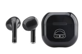 EKKO Earbeats T02 Truly Wireless in-Ear Earbuds with 10 Hours Playback Time, 10 MM Drivers, Quick Charging, Mass Bass (Black)