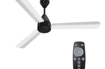 Crompton Energion Hyperjet 1200Mm Bldc Ceiling Fan | Point Anywhere Remote Control | Bee 5 Star Rated Energy Efficient | Superior Air Delivery | Anti-Rust | 2 Year Manufacturer Warranty | White Black