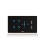 Goldmedal 4 Module I-Touch Wi-Fi 4 Switch + Fan Regulator + 2 Usb Port With Glass Plate,Titanium Grey,1_Way,Pack Of 1,Suitable For 4 Module Junction Box,No Additional Cover Plate Required,240 Volts