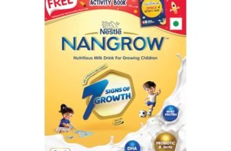 Nangrow Nutritious Milk Drink Powder for Growing Children Toddler Aged 2-6 Years, Contains DHA, Rich in Protein & Vital Nutrients, Creamy Vanilla Flavor, Free Space Activity Book, 400g, BIB Pack