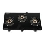 Havells GEOSLIM Gas stove |3 Heavy Duty Forged Brass Burner|6 mm Toughened Glass|Premium Valves|Removable Drip Tray|Soft Touch Knobs|5 year Warranty on Burners, Glass & Valves by Havells (Black)