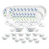 La Opala Diva Classique Collection Opal Glass Crockery | for Family of 8 | Dinner Set 53 pcs Blue Daisy | Plates, Bowls & Cups for Dining | Microwave Safe | 100% Vegetarian | Extra Strong | White