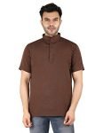 LATEST CHIKAN Men’s Cotton Regular Casual Solid Short Kurta Half Sleeves – SK-DB-BR-40