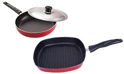 Nirlon Non Stick Aluminium Heat Resistance Cookware Set of 2 Pieces with Bakelite Handle (Gas Compatible)(FP12_SSLID_GP24)