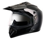 Vega Off Road Isi Certified Gloss Finish Full Face Dual Visor With Peak Helmet For Men And Women Outer Clear Visor And Inner Smoke Sun Visor(Black, Size:M)
