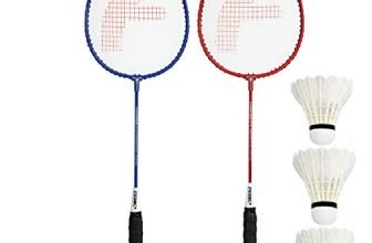 FEROC Fighter Aluminum Badminton Racquet Set of 2 with- 3 Pieces Feather SHUTTLES Badminton kit, Red