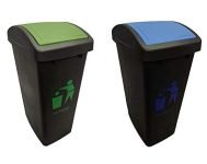 Cello Plastic Garbage Swing-Lid Dustbin 48 Ltr, Green & Blue (Combo)