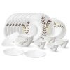 Larah By Borosil Oak Fluted Series Opalware Dinner Set | 31 Pieces For Family Of 6 | Microwave & Dishwasher Safe | Bone-Ash Free | Crockery Set For Dining & Gifting | Plates & Bowls | White