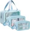 RIXTEC PVC Makeup Bag Travel Toiletries Organizer Cosmetic Bags Wash Bag Pouch for Travel Kit Toiletry Bag Portable Organizer Case Carry Pouch for Women Bathroom Set of 3 (Multi-Colors)
