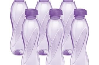 Milton Oscar, Pack Of 6 Water Bottles, 1 Litre Each, Reusable Plastic Fridge Bottle Set, Bpa Free And Leak Proof Bottles For Travel, Work, Purple