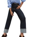 Marks & Spencer Mid Rise Wide Leg Turn Up Jeans Indigo Mix