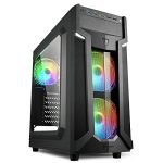 Sharkoon Vg6-W Rgb Mid Tower Pc Computer Case I Support Mini-Itx, Micro-Atx, Atx Motherboard I Acrylic Side Panel With 3 X 120 Mm Addressable Rgb Led Fan (Pre-Installed) – Black
