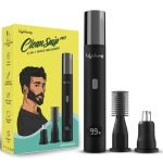 Lifelong 3-in-1 Nose, Ear & Eyebrow Hair Remover & Trimmer for Man & Women | 2 Easy to Wash Heads | Type-C Rechargeable Portable Painless Dual Edges Blades, 1.5Hr Runtime, LED Display, Corded Use