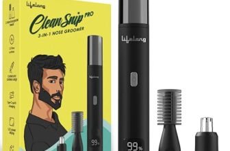 Lifelong 3-in-1 Nose, Ear & Eyebrow Hair Remover & Trimmer for Man & Women | 2 Easy to Wash Heads | Type-C Rechargeable Portable Painless Dual Edges Blades, 1.5Hr Runtime, LED Display, Corded Use