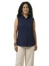 Angoori Fashion Women’s Sleeveless Button-Down Collared Shirt | Classic Fit Soft Breathable Solid Casual Top for Office, Travel, Versatile Layering Essential | Size 2XL Color Navy Blue
