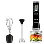 INALSA Hand Blender 1000 Watts with Chopper, Whisker| Variable Speed & Turbo Speed Function|100% Copper Motor|0.6Liter|Low Noise |Anti-Splash Technology|Home&kitchen|2 Year Warranty (Robot Inox 1000E)