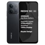 REDMI 15C 5G Midnight Black 6GB + 128GB | Royale Design | Massive 6000mAh Battery | Segment’s Largest 17.53cm Display Up to 120Hz | MediaTek Dimensity 6300 | 33W Fast Charging | 50MP AI Dual Camera