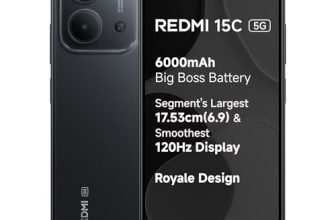 REDMI 15C 5G Midnight Black 6GB + 128GB | Royale Design | Massive 6000mAh Battery | Segment’s Largest 17.53cm Display Up to 120Hz | MediaTek Dimensity 6300 | 33W Fast Charging | 50MP AI Dual Camera