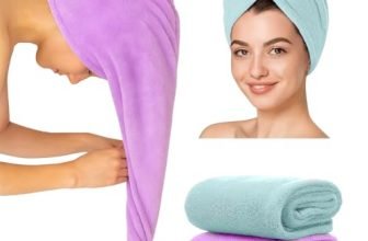 Maxoshine Hair Towel Wrap For Women-Quick Drying Microfiber Towel For Hair With Elastic Loop For Tying-Super Absorbent Head Towels Wrap For Ladies Hair Turban (Pack Of 2-Purple & Green)