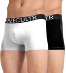 Freecultr Men’s Underwear Organic Cotton (Ultrasoft Waistband) Premium Snug-Fit Trunk Size-M Pack of 2-Black,White