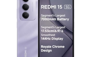 Redmi 15 5G Sandy Purple 6GB + 128GB | Segment’s Largest 7000mAhA Battery | Segment’s Largest Display 17.53cm(6.9) Up to 144Hz | Snapdragon 6s Gen 3 | 18W Reverse Charging | 50MP AI Dual Camera
