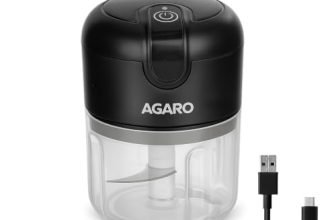 AGARO Elite Rechargeable Mini Electric Chopper, Food Grade Bowl, Stainless Steel Blades, Rechargeable, One Touch Operation, for Chopping Garlic, Ginger, Onion, Vegetable, Nuts, 250 Ml, Black