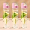 Borosil 550ml Neo Water Bottle Set with Lid | Borosilicate Glass Wide Mouth Bottle for Fridge | Extreme Temperature Resistant For Hot & Cold Water, Milk, Lassi, Juice (3pc Pack, Pink Husk Lid)