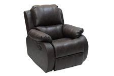 The Couch Cell | One Seater Recliner Chair | Brown Leatherette Upholstered Recliner | Manual Single Seater Recliner | Comfortable Recliner for Living Room Bedroom Home Seating