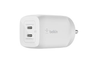 Belkin 65W (45W+20W) USB -C GaN Charger | Fast Charging PD | Gan Technology for Samsung Galaxy S25, Apple iPhone 17, Air, Pro, Pro Max, iPad, MacBook & More | 2 Years Warranty | White