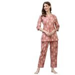 Stylum Women’s Ikat Print Rayon Night Suit Set (BLUSHIKAT36_Blush, S)
