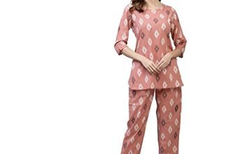 Stylum Women’s Ikat Print Rayon Night Suit Set (BLUSHIKAT36_Blush, S)