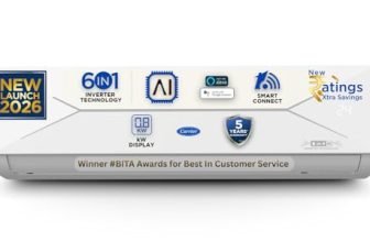 Carrier 2 Ton 3 Star, New Star rated, Wi-Fi Smart Flexicool Inverter Split AC (Copper, Convertible 6-in-1 with Wi-Fi with Geo-Fencing,Smart Energy Display,New star Rating, ESTER EDGE Gxi WiFi-CAI24EE3R36W0, White)