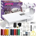 Akiara Mini Sewing Machine Electric for Home | Portable Sewing Machine with Table Set, Foot Pedal, LED Light & Sewing Kit – Tailor Machine for Home – 1 yr Warranty