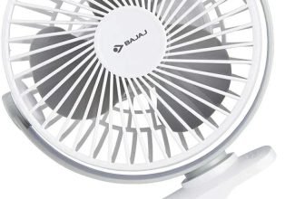 BAJAJ Pygmy Mini | Personal Fan | USB Rechargeable with 2 Year Warranty Ultra High Speed 110 mm Table Fan(1 Star | White | Pack of 1)