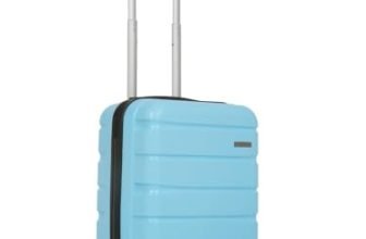 TEAKWOOD LEATHERS Unisex 8 Wheels Trolley Bag, Hard Cabin with Zipper Closure, Adjustable Push Button & Cross Side Strap, Lock System 360 Degree (55 CM, Sky Blue)