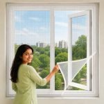 DM DASII Window Mosquito Net with Self Adhesive Velcro Tape | Fiberglass Mesh Window Insect Screen | Washable Reusable Fly Bug Protection Mesh for Home | White, 3 * 3 ft |