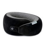 Billebon Memory Foam Neck Pillow with Cooling Gel, Snake Shape Travel Pillow with Snap Button, Neck Rest for Travelling & Flight Travel, Ergonomic Support for Comfort & Pain Relief (Black)