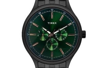 TIMEX Analog Watch for Man with Green Round Dial & Black Stainless Steel Bracelet Band Water Resistant Men’s Wrist Watches – TWEG184SMU12